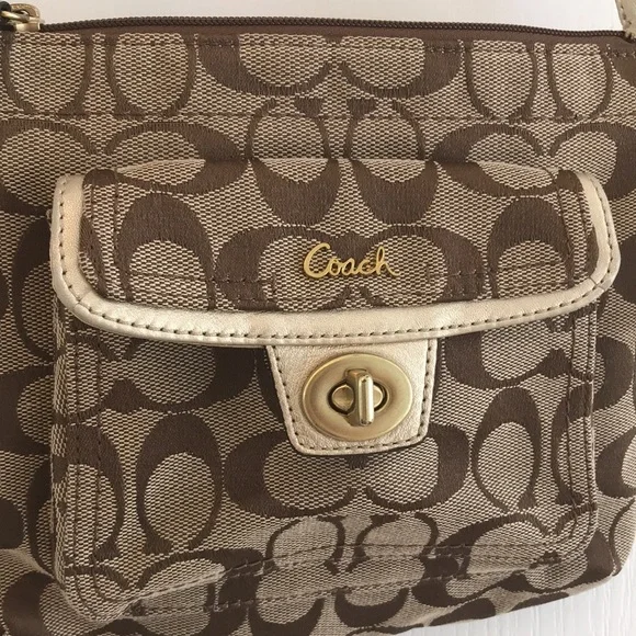 Coach Brown / Tan Signature Crossbody Bag - Picture 3 of 13